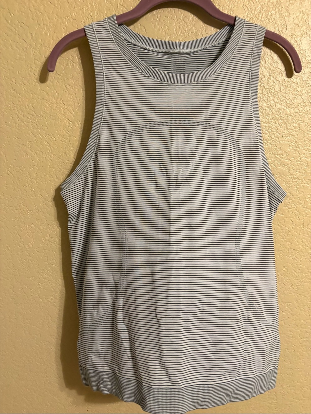 lululemon athletica White and Light Gray Striped Tank Top